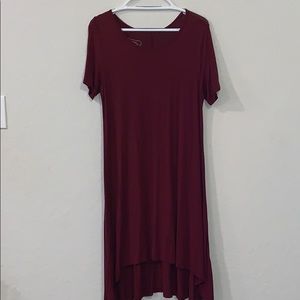 Merlot high-low T-shirt dress.